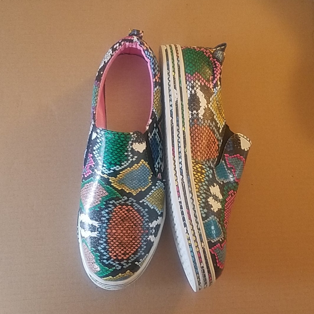 Multi Colored Snake Skin Printed Sneakers